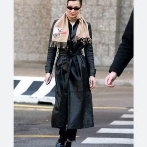 Vtg Wilson Leather Long Jacket Coat Women thinsulate insulation black Small